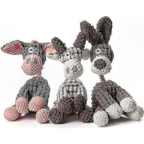 Jouets pour chiens robustes et durables, adaptés aux chiens qui aiment mâcher, jouets en forme d'âne avec un couinement, lot de 3. (1/3)