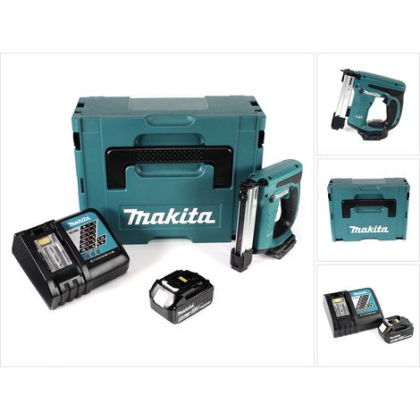 Makita DST 221 RT1J 18 V Li-ion Akku Tacker im Makpac + 1x BL 1850 B 5,0 Ah Li-Ion Akku + DC 18 RC Ladegerät