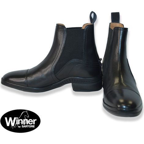 37, Nero: Jodhpur-Stiefelette aus weichem Leder mit doppelter Sporenauflage (1/2)