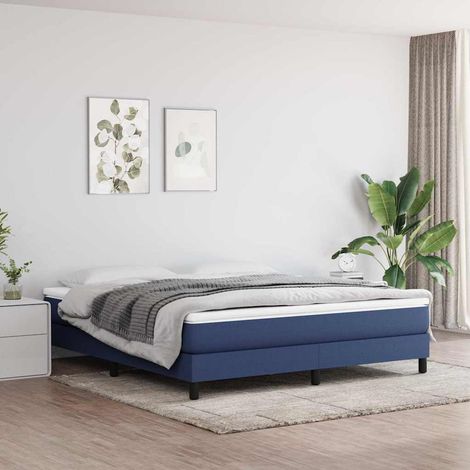 Lit double pour adulte Moderne - Lit à sommier tapissier avec matelas Bleu 180x200 cm Tissu BV279170 - BonneVie (1/5)