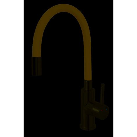 Rubinetto per lavello Zumba in acciaio inox con beccuccio flessibile beige. (1/2)