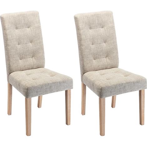 Lotto di 2 Sedie in Tessuto e gambe Legno - Beige - VILLOSA (1/5)