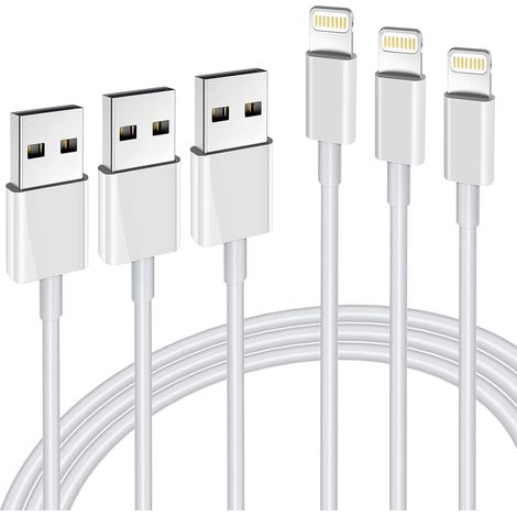 Paquete de 3 cables Lightning, carga rápida, conexión estable, compatible con iPhone.