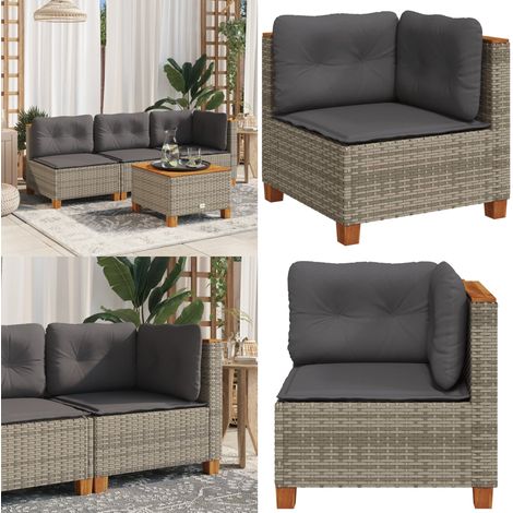 Garten-Ecksofa mit Kissen Grau Poly Rattan - Gartenmöbel - Ecksofa - Outdoor Möbel - Terrassenmöbel - Lounge Set - Home & Living (1/5)
