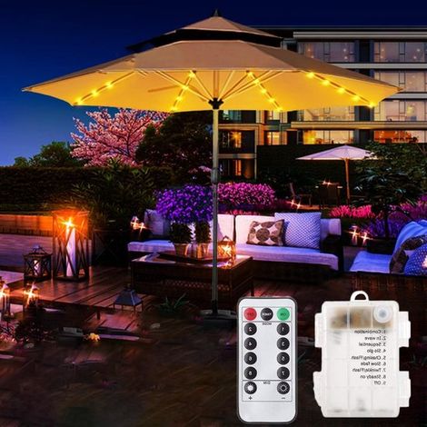 Dekorative Sonnenschirmbeleuchtung mit 104 LEDs, 8 Beleuchtungsmodi und Batteriebetrieb für Camping und Garten (1/5)