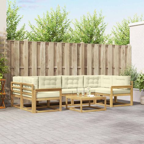 vidaXL Outdoor-Sofagarnitur mit Kissen 5 pcs Weiß und Creme (1/5)