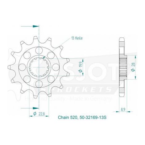 Pignon TT Lightweight - 520 - 14 Dents - Made in Germany (1/3)