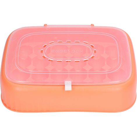 Boîte de Rangement Œufs 24 Places ABS, Organisateur Réfrigérateur avec Aération, Bac de Stockage Orange (1/5)
