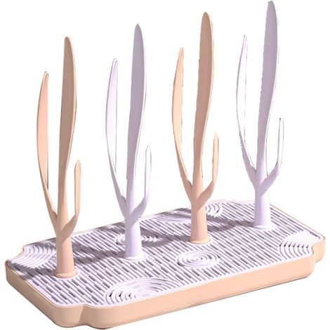 Escurridor de biberones, estante para secar biberones, estante extraíble para secar biberones y mantenerlos limpios y ordenados, soporte para biberones y tetinas (rosa) (1/5)