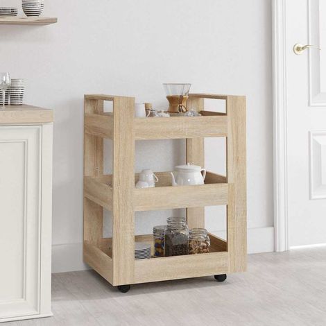 Chariot de cuisine-Desserte de Cuisine-Meuble de Rangement Chêne sonoma 60x45x80 cm Bois d'ingénierie 680513 (1/5)