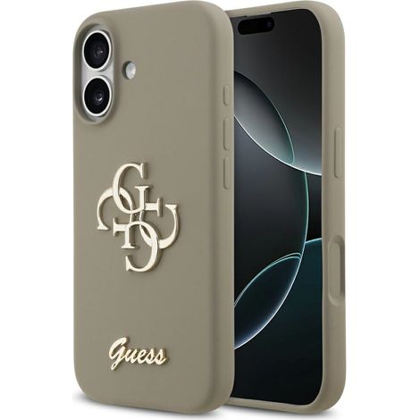 Funda Guess de silicona con logo grande 4G para iPhone 17, color marrón. (1/5)
