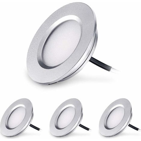 [JAMAIS UTILISÉ]Fei Yu LED Spot Encastrable Extra Plat 3W 12V LED Encastré Lampe Plafonnier Rond Dimmable 240 Lumen Blanc Chaud IP44 pour Salle de bain Salon Cabine, Bateau Voiture Lot de 4 [Classe én (1/4)