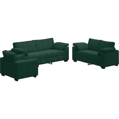 Maison Exclusive - Set di Divani 3 pz con Cuscini Verde scuro in Velluto