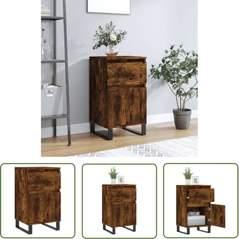 The Living Store Sideboard Räuchereiche 40x35x70 cm Holzwerkstoff - Schreibtisch - Wohnzimmermöbel - Sideboard - Regal - Holzmöbel (1/5)