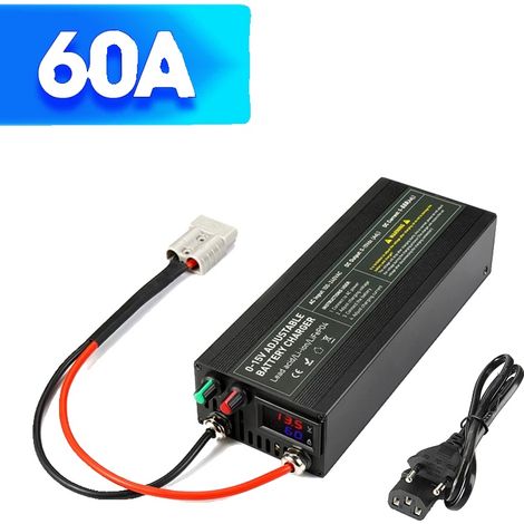 Cargador de baterías de alta potencia, corriente ajustable de 0 a 100 A, pantalla LCD inteligente. (1/2)