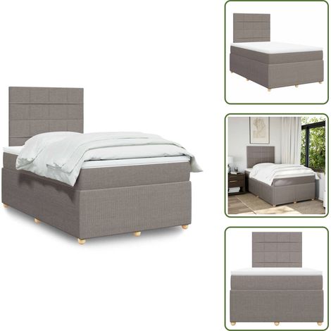 Materasso insacchettato - vidaXL Giroletto a Molle con Materasso Tortora 120x190 cm in Tessuto - Testiera regolabile
