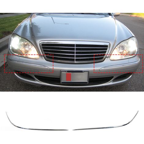 Une paire de baguettes chromées de pare-chocs avant, numéro de modèle 2208850674, adaptées à la Mercedes-Benz Classe S W221 S350 2006 (surdimensionnées). (1/5)