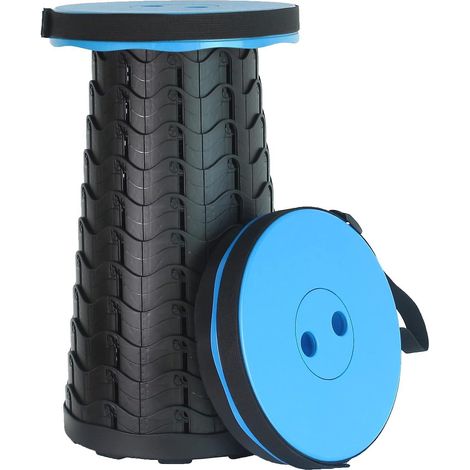 tabouret Pliant Portable(bleu) - Charge Maximale 400 Lb - Tabouret Tlescopique Pour Camping, Voyage, Pche (1/5)