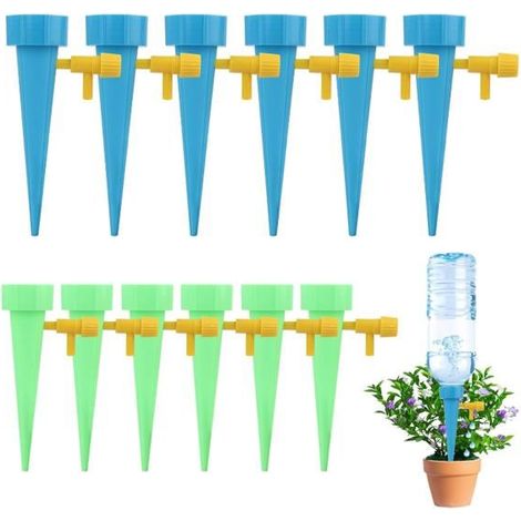 Set mit 12 Tropfbewässerungssystemen für Pflanzen, mit einstellbaren Tropfern und Flaschenadapter, für sanfte Bewässerung. (1/5)