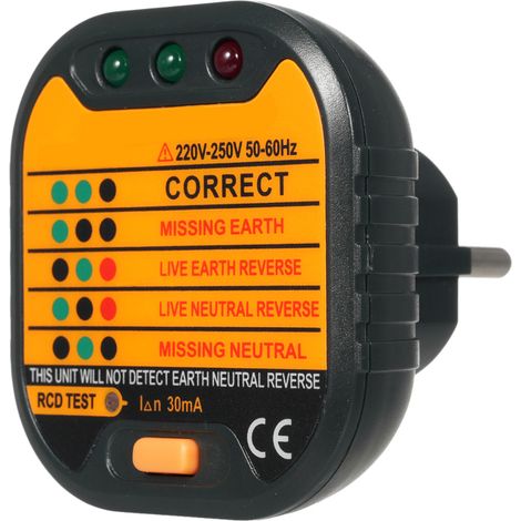 Testeur de prises portables, testeur de circuit, testeur de polarité et de tension, détecteur de prises électriques (1/5)