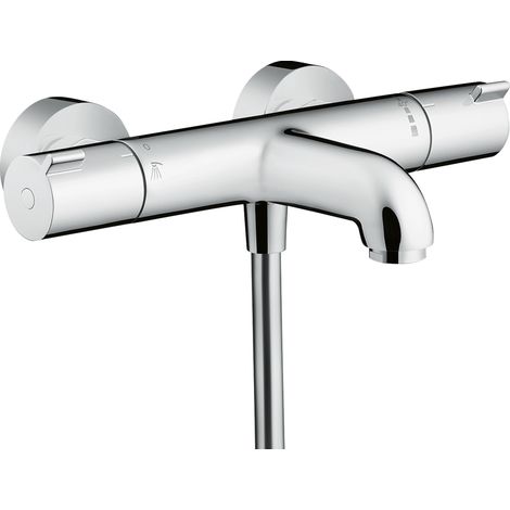 Hansgrohe – Mitigeur thermostatique bain/douche chromé – 2 sorties – Cartouche thermostatique avec limiteur de température – Entraxe 150 mm – 13201000