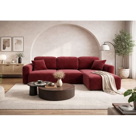 Ecksofa mit Schlaffunktion BRUSK Sofa in Stoff Kronos Rot Ottomane Rechts (1/5)