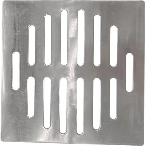 Abflussabdeckung aus Edelstahl, quadratisch, 15 cm, 14 Löcher, silberfarben - Crezuo