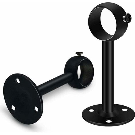 Jeu de 2 supports de tringle à rideau noirs robustes pour tringle de plafond, supports de tringle à rideau en acier inoxydable de 25 mm, supports de tringle à rideau pour penderie, penderie-Crezuo