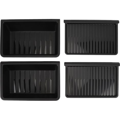 Boîte de rangement sous le siège, 2 pièces, TPE, gain de place, résistant aux chocs, plateau caché, organisateur avec couvercle pour véhicule (1/5)