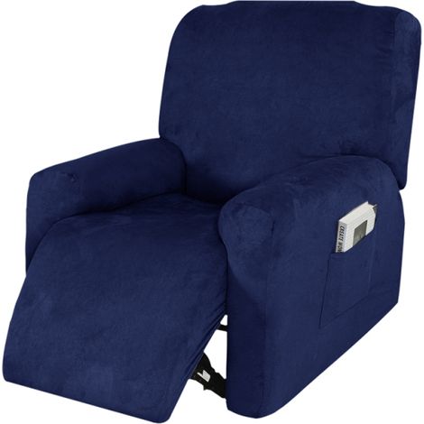 4-teiliger, wasserdichter Stretch-Sofabezug aus Wildleder für Sessel und Liegestühle, geeignet für Schlafzimmer und Wohnzimmer, mit Seitentasche (nur Bezug)