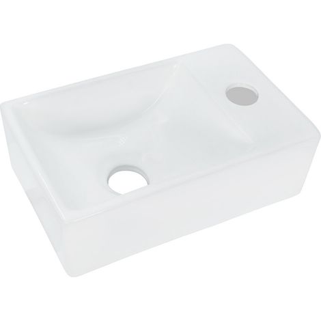 Aloni Keramik Design Handwaschbecken Weiß Hahnloch Rechts 30 x 18,5 x 9,5 cm Aloni Keramik Design Handwaschbecken Weiß Hahnloch Rechts 30 x 18,5 x 9,5 cm (1/2)