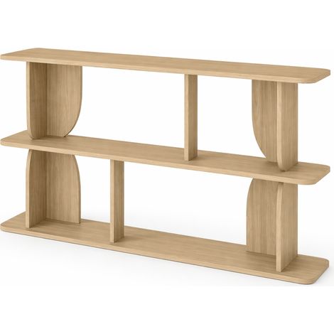 Libreria Contemporanea Con 4 Vani A Giorno E 3 Ripiani Design Minimal In Melaminico Per Soggiorno Corridoio Studio Ufficio 160 X 74 X 34 Cm Rovere Naturale (1/5)