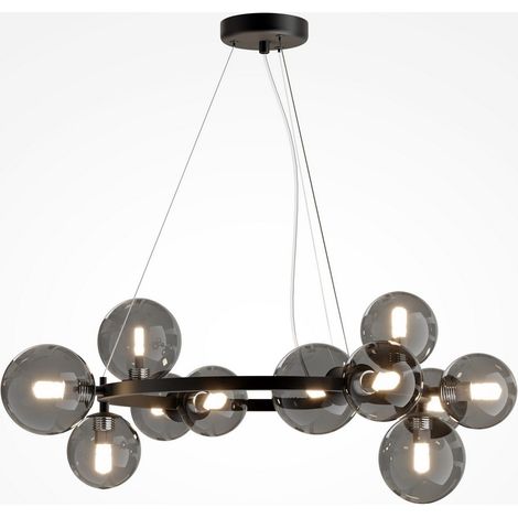 Maytoni Dallas Plafonnier suspendu moderne 1 globe noir, abat-jour fumé, G9