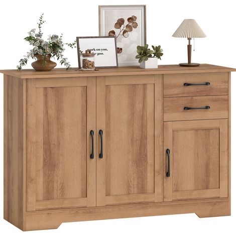 Mobile Cucina con 2 Cassetti e 3 Armadietti, Ripiani Regolabili, 120x38x79 cm, Rovere