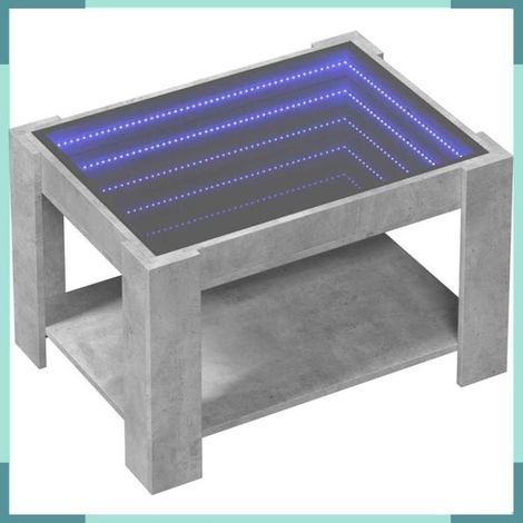 Table basse - 847549 - gris béton - bois d'ingénierie & verre - avec LED (1/5)