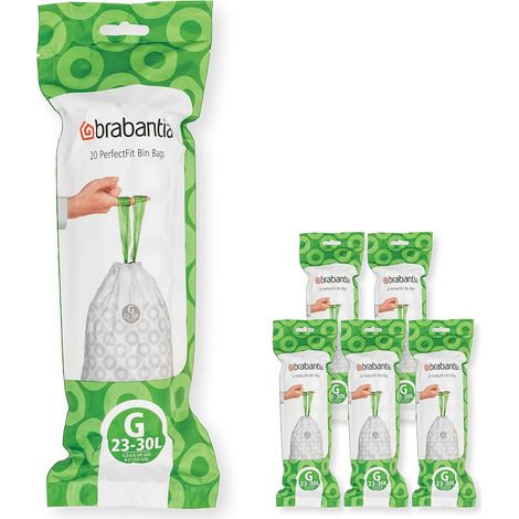 Sacs Poubelle Perfect Fit, Code G/23-30L, Blanc, 120 Sacs (1/5)