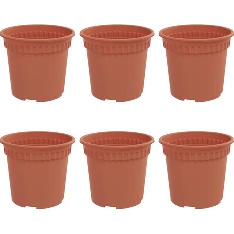 Maison Exclusive - Runder Blumentopf 6 pcs Ziegelrot Ø 15 x 12 cm