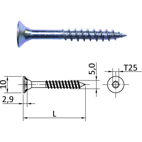 500 Stück JD Spanplattenschrauben I-Stern (Torx) Ø 5,0 mm L: 45 mm