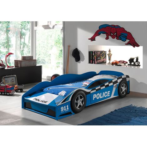 Lit 70x140 Police Sommier inclus Vipack Car beds - Bleu (1/3)