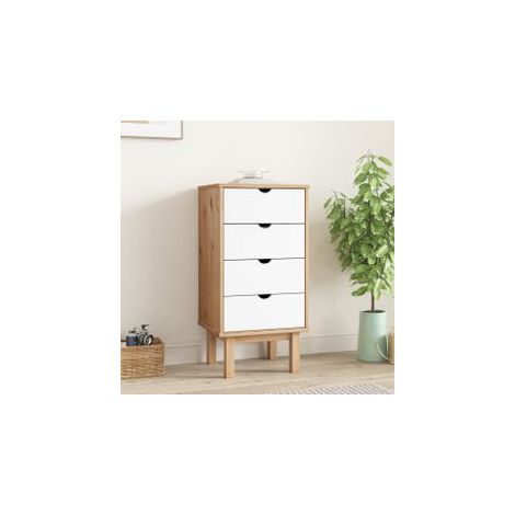 Commode OTTA marron et blanc 45x39x90 bois de pin massif (1/5)