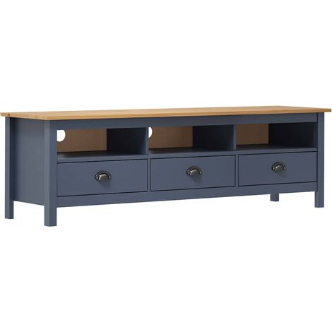 vidaXL Mueble de TV Hill madera maciza de pino gris 158x40x47 cm (1/4)