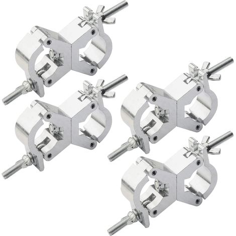Éclairage de scène & accessoires, pince en aluminium C, pinces de bâti robustes, réglables de 25–30 mm pour éclairage Moving-Head (lot de 4, couleur argent) (1/5)