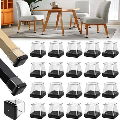 28pcs Square Chair Leg Protectors, Chair Glides, Furniture Glides, Chair Leg Glides for Carpet (Fit: 20-25mm) (1/5)