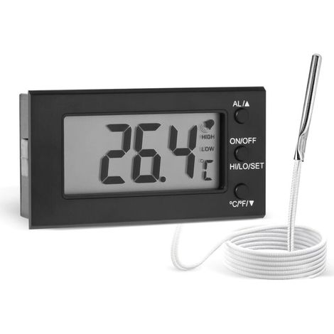 Digitales Ofenthermometer -58°F bis 572°F/-50°C bis 300°C mit Sonde, Hoch- und Niedrigtemperaturalarm, LCD-Anzeige, Celsius/Fahrenheit (schwarz) (1/5)
