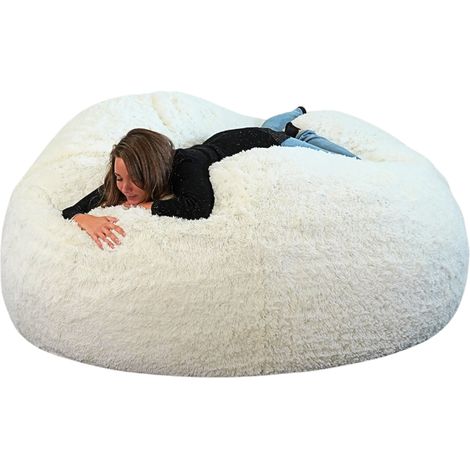 Pouf Géant Fourrure - 200 cm - Banabag Blanc Bananair