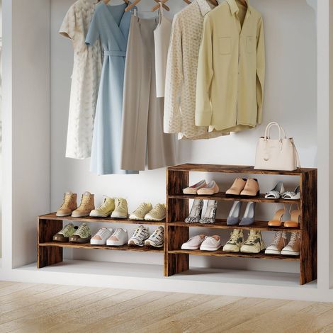 6-Tier Rustic Brown Shoe Rack with Anti-Tipping Device (1/5)