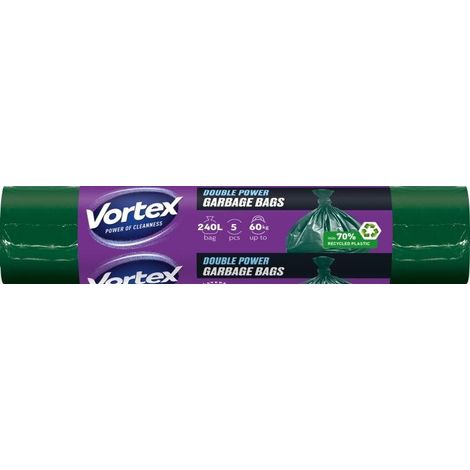 VORTEX DOUBLE POWER Zweilagige Müllbeutel LDPE schwarz 240L 5 Stk Müllbeutel