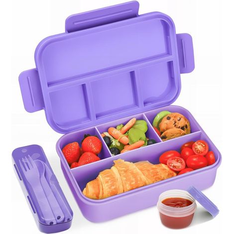 Brotdose Lunchbox Bento Fächer 1300ML Kinder Erwachsene Lila (1/5)