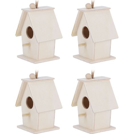 Lot de 4 nichoirs suspendus innovants en bois pour la décoration de jardin et de cour (1/5)