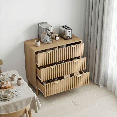 Cassettiera 3 cassetti in MDF effetto rovere 80 cm OKMYHOME (1/5)
